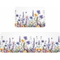 thumbnail image 1 of Kitchen Rugs and Mats,Daisy Lavender Pastoral Floral 2 Piece Anti Fatigue Area Runner Rug Set Comfort Standing Floor Mat,Summer Botanical on White Non Slip Absorbent Doormats for Laundry/Bathroom, 1 of 6