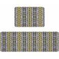 thumbnail image 1 of Kitchen Rugs and Mats,Ethnic Tribal Abstract Pattern 2 Piece Anti Fatigue Area Runner Rug Set Comfort Standing Floor Mat,Yellow Dark Blue Retro Lines Non Slip Absorbent Doormats for Laundry/Bathroom, 1 of 6