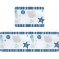 thumbnail image 1 of Kitchen Rugs and Mats,Nautical Blue Starfish Coastal Coral 2 Piece Anti Fatigue Area Runner Rug Set Comfort Standing Floor Mat,Summer Beach Shells Retro Letter Non Slip Absorbent Doormats for Laundry, 1 of 6
