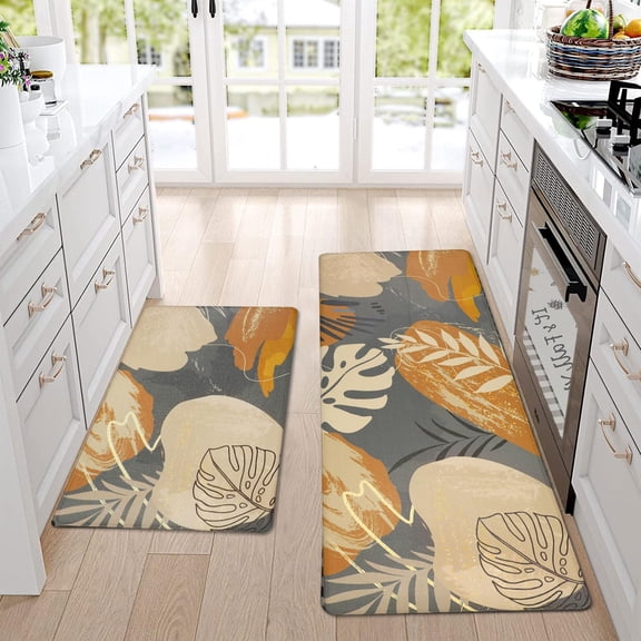 Kitchen Rugs and Mats Non Skid Anti Fatigue Kitchen Mats for Floor 2 Piece Boho Cushioned Kitchen Rugs Waterproof Comfort Standing Mat for Kitchen Sink Office Laundry