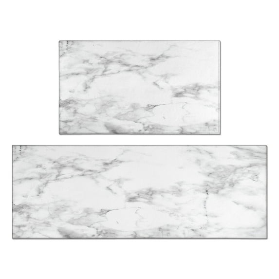 Kitchen Rugs and Mats Non Skid Washable Black and White Marble Kitchen Mat and Rug Set,Floor Cushion Waterproof Rug,Rubber Backed Area Rugs for Kitchen Laundry