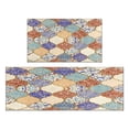 thumbnail image 1 of Kitchen Rugs and Mats Non Skid Washable Boho Vintage Square Pattern (7) Kitchen Mat and Rug Set,Floor Cushion Waterproof Rug,Rubber Backed Area Rugs for Kitchen Laundry, 1 of 7