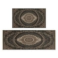 thumbnail image 1 of Kitchen Rugs and Mats Non Skid Washable Dark Brown Patterned Bohemia Kitchen Mat and Rug Set,Floor Cushion Waterproof Rug,Rubber Backed Area Rugs for Kitchen Laundry, 1 of 7