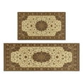 thumbnail image 1 of Kitchen Rugs and Mats Non Skid Washable Dark Brown Patterned Bohemia Kitchen Mat and Rug Set,Floor Cushion Waterproof Rug,Rubber Backed Area Rugs for Kitchen Laundry, 1 of 7