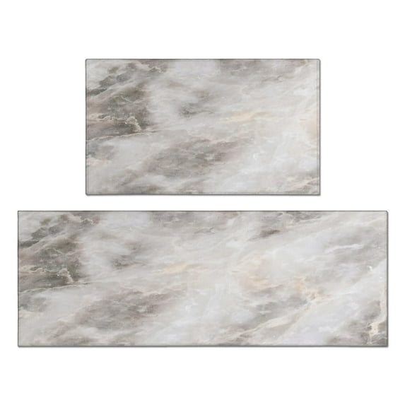 Kitchen Rugs and Mats Non Skid Washable Gray and Brown Marble Kitchen Mat and Rug Set,Floor Cushion Waterproof Rug,Rubber Backed Area Rugs for Kitchen Laundry