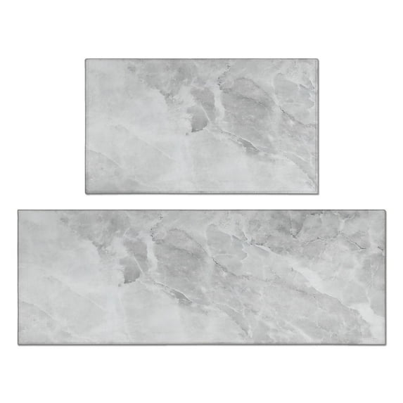 Kitchen Rugs and Mats Non Skid Washable Grey and White Marble Kitchen Mat and Rug Set,Floor Cushion Waterproof Rug,Rubber Backed Area Rugs for Kitchen Laundry