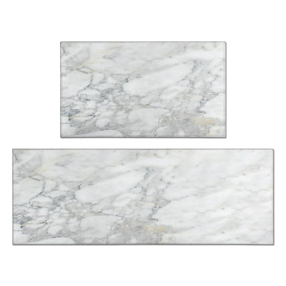 Kitchen Rugs and Mats Non Skid Washable Grey and White Marble Kitchen Mat and Rug Set,Floor Cushion Waterproof Rug,Rubber Backed Area Rugs for Kitchen Laundry