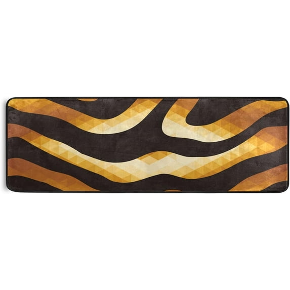 Kitchen Rugs and Mats Non-Skid Washable Runner Rugs Animal Print Golden Zebra Texture Long 72x24 inch for Floor Cushioned Hallway Entryway Indoor 2x6 Stripe
