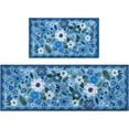 thumbnail image 1 of Kitchen Rugs and Mats Non Skid Washable Set of 2,Boho Floral Modern Farmhouse Bohemian Kitchen Runner Rugs with Rubber Backing for Kitchen Decor and Accessories (Blue 17"x47"+17"x30", 1 of 6