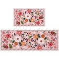 thumbnail image 1 of Kitchen Rugs and Mats Non Skid Washable Set of 2,Boho Floral Modern Farmhouse Bohemian Kitchen Runner Rugs with Rubber Backing for Kitchen Decor and Accessories (Pink 17"x47"+17"x30"), 1 of 6