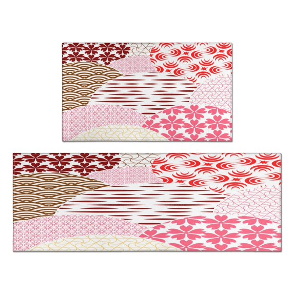 Kitchen Rugs and Mats Non Skid Washable Spring Dalia Flower Kitchen Mat and Rug Set,Floor Cushion Absorbent Rug,Rubber Backed Area Rugs for Kitchen Laundry