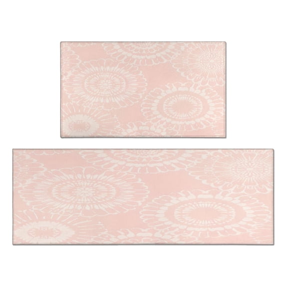 Kitchen Rugs and Mats Non Skid Washable Spring Floral Dalia Summer Kitchen Mat and Rug Set,Floor Cushion Absorbent Rug,Rubber Backed Area Rugs for Kitchen Laundry