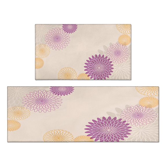 Kitchen Rugs and Mats Non Skid Washable Spring Flowers Floral Kitchen Mat and Rug Set,Floor Cushion Absorbent Rug,Rubber Backed Area Rugs for Kitchen Laundry