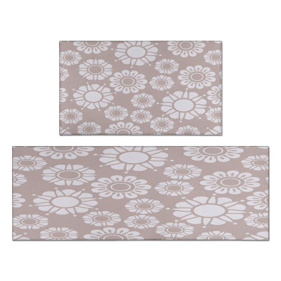 Kitchen Rugs and Mats Non Skid Washable Spring Flowers Floral Kitchen Mat and Rug Set,Floor Cushion Absorbent Rug,Rubber Backed Area Rugs for Kitchen Laundry