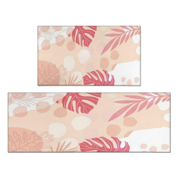 Kitchen Rugs and Mats Non Skid Washable Spring Flowers Floral Kitchen Mat and Rug Set,Floor Cushion Absorbent Rug,Rubber Backed Area Rugs for Kitchen Laundry