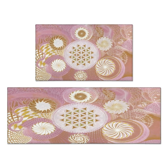 Kitchen Rugs and Mats Non Skid Washable Spring Flowers Leaf Kitchen Mat and Rug Set,Floor Cushion Absorbent Rug,Rubber Backed Area Rugs for Kitchen Laundry