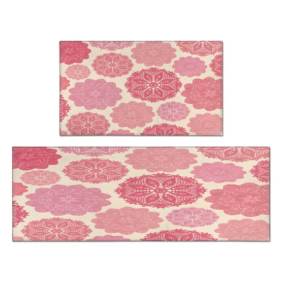 Kitchen Rugs and Mats Non Skid Washable Spring Flowers Summer Kitchen Mat and Rug Set,Floor Cushion Absorbent Rug,Rubber Backed Area Rugs for Kitchen Laundry