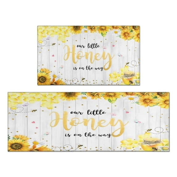 Kitchen Rugs and Mats Non Skid Washable Text Board Sunflower Flowers Kitchen Mat and Rug Set,Floor Cushion Waterproof Rug,Rubber Backed Area Rugs for Kitchen Laundry
