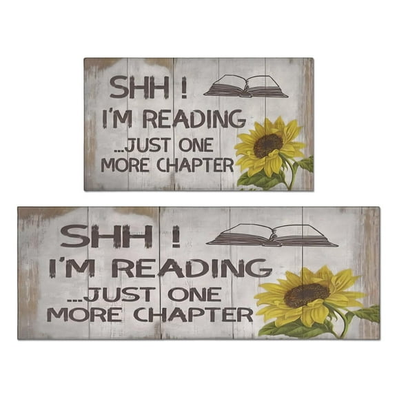 Kitchen Rugs and Mats Non Skid Washable Vintage Sunflower Wood Text Kitchen Mat and Rug Set,Floor Cushion Waterproof Rug,Rubber Backed Area Rugs for Kitchen Laundry