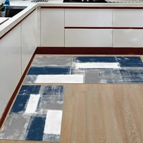 Kitchen Rugs and Mats Non-Slip Cushioned Anti-Fatigue Kitchen Rug with Runner Set of 2, Blue Gray Modern Abstract Art Painting Graffiti Design Kitchen Mats for Floor 15.7x23.6inch 15.7x47.2inch