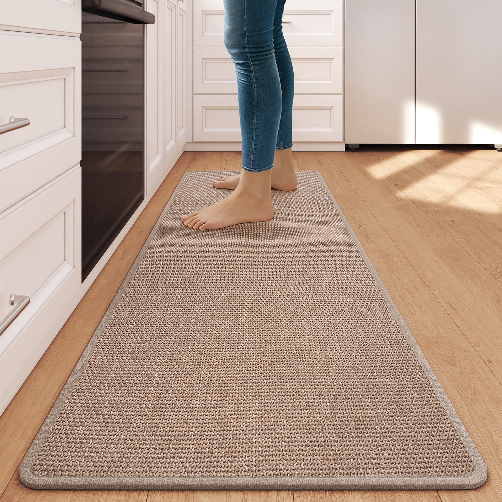 Kitchen Rugs and Mats Non Slip Washable, 17"x59" Brown Absorbent Runner Rugs for Kitchen, Front of Sink, Kitchen Mats for Floor，Easy to Clean and Maintain Kitchen Floor mat