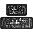 thumbnail image 1 of Kitchen Rugs and Mats, Non-Slip Washable Anti-Fatigue Kitchen Mats 2 Pieces Black Kitchen Carpet Floor Comfort Mats for Kitchen Sink Front Two Piece Set, Black 17x30+17x47inch, 1 of 6