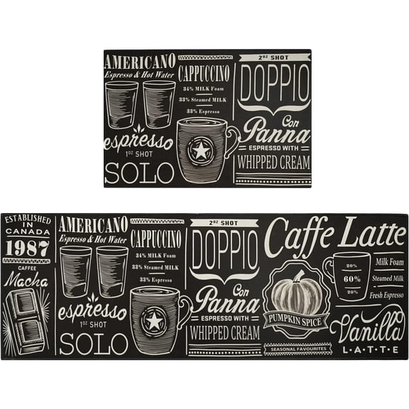 Kitchen Rugs and Mats Non-Slip Washable Anti-Fatigue Kitchen Mats Set of 2s Black Kitchen Rug Floor Comfort Mats for Kitchen Sink Front Two Piece, Grey 17x24+17x48inch