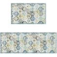 thumbnail image 1 of Kitchen Rugs and Mats Non-Slip Washable Set of 2, Boho Farmhouse Washable Kitchen Mats for Floor, Front of Sink, Entryway and Hallway Blue Green, 18"x30"+18"x47", 1 of 7