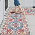 thumbnail image 1 of Kitchen Rugs and Mats Non-Slip Washable Set of 2, Boho Farmhouse Washable Kitchen Mats for Floor, Front of Sink, Entryway and Hallway Red Blue, 18"x30"+18"x47", 1 of 6
