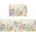 thumbnail image 1 of Kitchen Rugs and Mats,Ocean Coral Summer Coastal 2 Piece Anti Fatigue Area Runner Rug Set Comfort Standing Floor Mat,Nautical Shell Retro Stamp Non Slip Absorbent Doormats for Laundry/Bathroom, 1 of 6