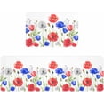 thumbnail image 1 of Kitchen Rugs and Mats,Red Blue Poppy Flower Independence Day 2 Piece Anti Fatigue Area Runner Rug Set Comfort Standing Floor Mat,Country Plant on White Non Slip Absorbent Doormats for Laundry, 1 of 6