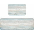 thumbnail image 1 of Kitchen Rugs and Mats,Retro Wood Board Light Blue Gradient 2 Piece Anti Fatigue Area Runner Rug Set Comfort Standing Floor Mat,Farmhouse Vintage Barn Non Slip Absorbent Doormats for Laundry/Bathroom, 1 of 6