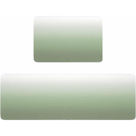 Kitchen Rugs and Mats,Sage Green Gradient Ombre Minimalism 2 Piece Anti Fatigue Area Runner Rug Set Comfort Standing Floor Mat,Modern Art Non Slip Absorbent Doormats for Laundry/Bathroom/Bedroom