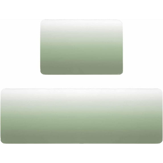 Kitchen Rugs and Mats,Sage Green Gradient Ombre Minimalism 2 Piece Anti Fatigue Area Runner Rug Set Comfort Standing Floor Mat,Modern Art Non Slip Absorbent Doormats for Laundry/Bathroom/Bedroom