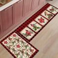 thumbnail image 1 of Kitchen Rugs and Mats Set of 1 Christmas Robin with Flowers on Buffalo Plaid Kitchen Sink Mat,Non-Slip Area Runner Rug,Washable Floor Mat for Home Dining Room Office 20"x47", 1 of 6