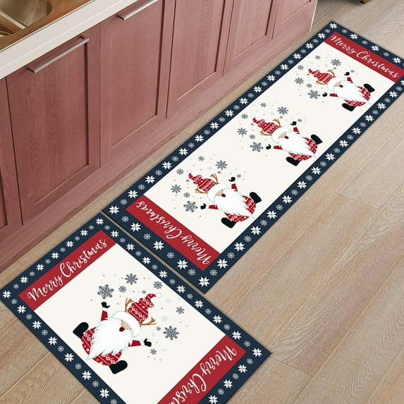 Kitchen Rugs and Mats Set of 1 Xmas Gnome Merry Christmas Kitchen Sink Mat,Non-Slip Area Runner Rug,Washable Floor Mat for Home Dining Room Office 20"x47"