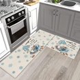 thumbnail image 1 of Kitchen Rugs and Mats Set of 2, Cute Dwarf in Coffee Cup Non-Slip Floor Doormat Comfort Area Runner Rug and Mat, Cartoon Gnomes Blue Snowflake Indoor Entrance Carpet Home Decor, 1 of 6