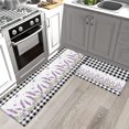 thumbnail image 1 of Kitchen Rugs and Mats Set of 2, Purple Lavender Flower Butterfly Non-Slip Floor Doormat Comfort Area Runner Rug and Mat, Farmhouse Plant Buffalo Checker Indoor Entrance Carpet Home Decor, 1 of 6