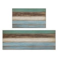 thumbnail image 1 of Kitchen Rugs and Mats Set of 2 Teal Farmhouse Anti Fatigue Mat Non Slip Retro Rustic Wood Texture Kitchen Mats for Floor, Bathroom, Desk, Runner, Laundry, 1 of 7