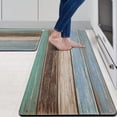 thumbnail image 1 of Kitchen Rugs and Mats Set of 2 Teal Farmhouse Anti Fatigue Mat PVC Non Slip Retro Rustic Wood Texture Kitchen Mats for Floor, Bathroom, Desk, Runner, Laundry, 1 of 6