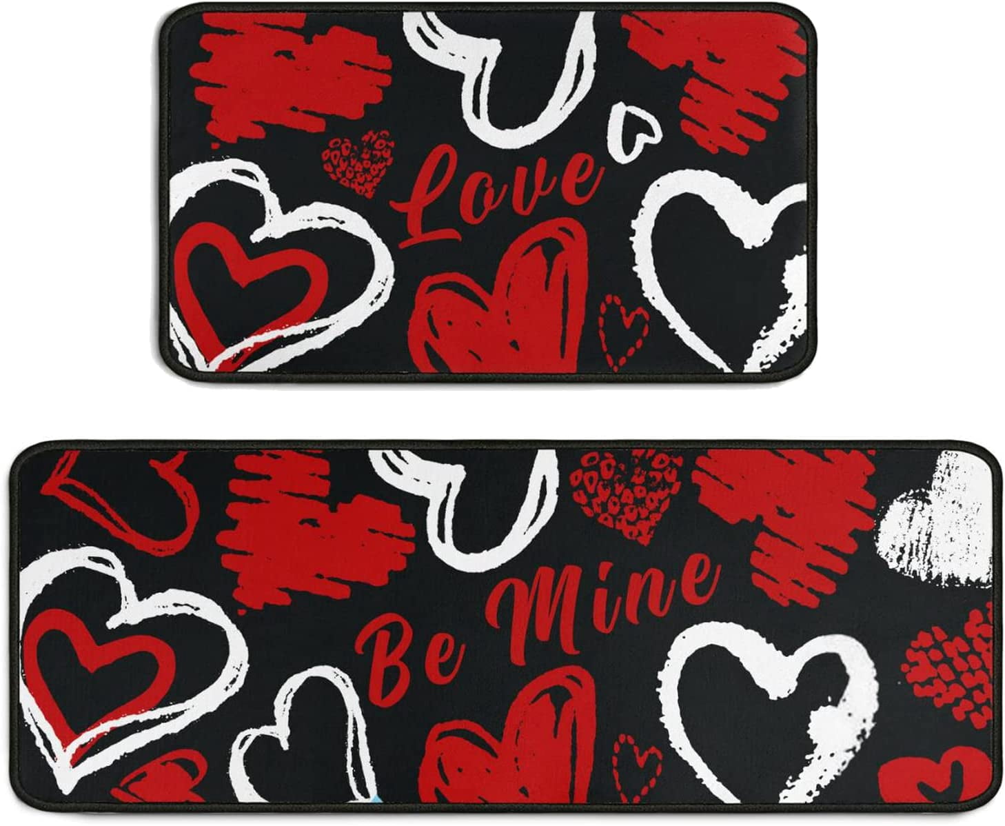 Kitchen Rugs and Mats Set of 2, Valentine''s Day Kitchen Rugs Heart ...