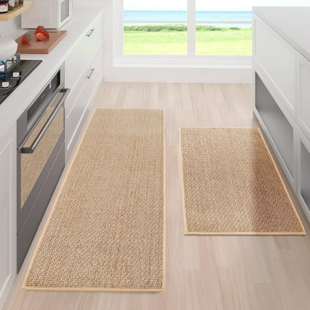 GPED Kitchen Rugs and Mats Sets, 2PCS Non-Slip Kitchen Mats, Absorbent and Stain Resistant Kitchen Floor Mat, Machine Washable Rugs for Kitchen, Home Floor,Laundry & Sink