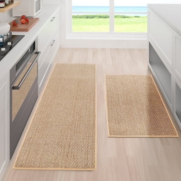 GPED Kitchen Rugs and Mats Sets, 2PCS Non-Slip Kitchen Mats, Absorbent and Stain Resistant Kitchen Floor Mat, Machine Washable Rugs for Kitchen, Home Floor,Laundry & Sink