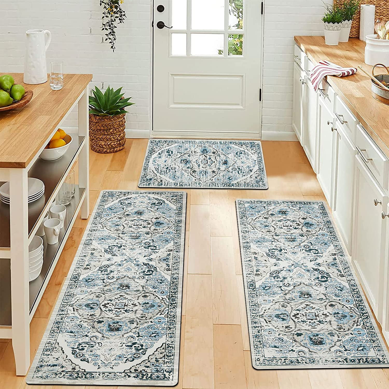 Kitchen Rugs and Mats Sets 3, Yamaziot Kitchen Runner Rug, Bohemian