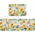 thumbnail image 1 of Kitchen Rugs and Mats,Yellow Sunflower Bee Country Botanical 2 Piece Anti Fatigue Area Runner Rug Set Comfort Standing Floor Mat,Farm Green Rustic Plank Non Slip Absorbent Doormats for Laundry, 1 of 6