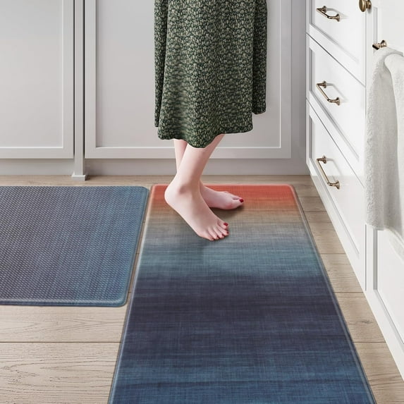 Kitchen Rugs Non Slip, Cushioned Kitchen Floor Mats Set of 2, Grey Anti-Fatigue Kitchen Mat Waterproof, Ergonomic Memory Foam Standing Mat for Bar,Office,Desk,Laundry