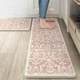 thumbnail image 1 of Kitchen Rugs Non Slip, Cushioned Kitchen Floor Mats Set of 2, Pink Anti-Fatigue Kitchen Mat Waterproof, Ergonomic Memory Foam Standing Mat for Bar,Office,Desk,Laundry, 1 of 6