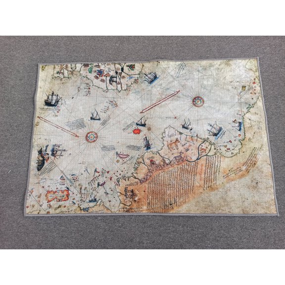 Kitchen Rugs, Piri Reis Rugs, Antique Map Rug, Map Rugs, Piri Reis Map Rugs, Office Rugs, Salon Rugs, Front Door Rugs, Non Slip Rug, 3.3'x6.5' - 100x200 cm
