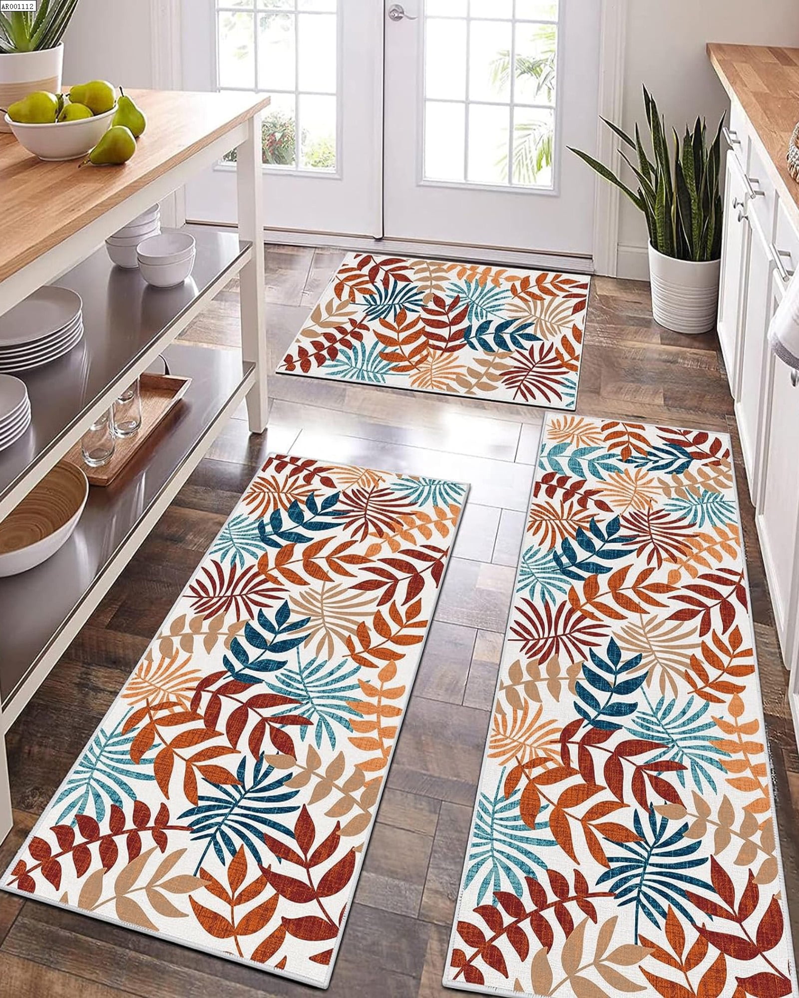Yamaziot 3Piece Kitchen Rug Set, NonSlip Backing, Machine Washable
