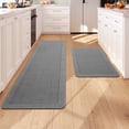 thumbnail image 1 of QiCaiJia Kitchen Rugs Set of 2, 17''x30''+17''x59'' Gray Kitchen Mats for Floor, Washable Non Slip Absorbent Kitchen Mat, Braided Kitchen Runner Rug, Kitchen Sink Rug, 1 of 8